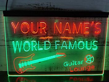 YOUR NAME&#039;S WORLD FAMOUS Guitar Lounge LED-Neonschild für Bar Musikclub