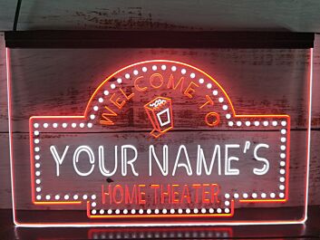 WELCOME TO YOUR NAME'S HOME THEATER LED-Neonschild für Wohnzimmer Heimkino