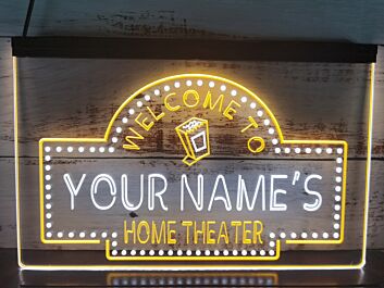 WELCOME TO YOUR NAME&#039;S HOME THEATER LED-Neonschild für Wohnzimmer Heimkino