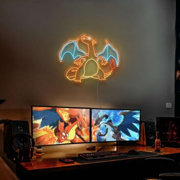 Drache mit Flügeln und Flamme LED-Neonschild Gamingzimmer