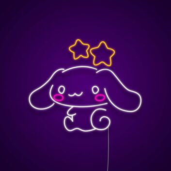 Niedlicher Hase mit Sternen LED-Neonschild Kinderzimmer Wohnzimmer