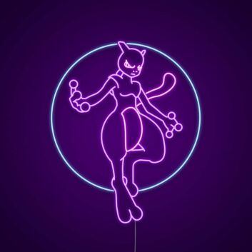 Mewtu als LED-Neonschild