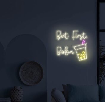 But First Boba LED-Neonschild für Cafe und Wohnzimmer