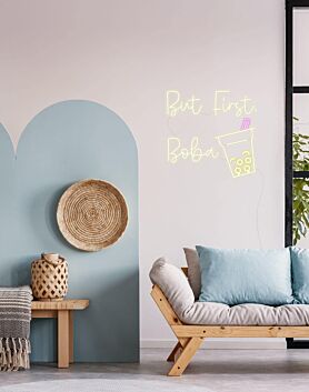 But First Boba LED-Neonschild für Cafe und Wohnzimmer