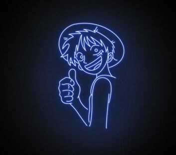 Animefigur mit Strohhut und Daumen hoch LED-Neonschild für Gamingzimmer Wohnzimmer