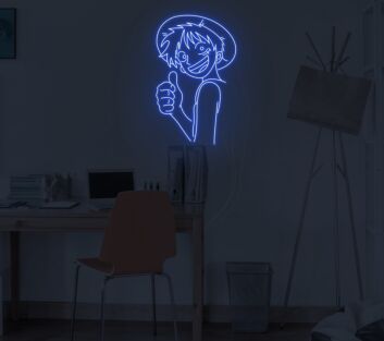 Animefigur mit Strohhut und Daumen hoch LED-Neonschild für Gamingzimmer Wohnzimmer