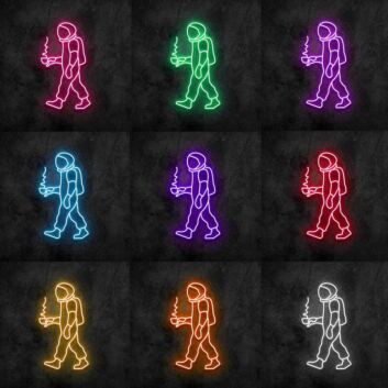 Astronaut mit Kaffeetasse LED-Neonschild Wohnzimmer Bar