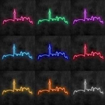Stadt-Skyline mit Fernsehturm LED-Neonschild Wohnzimmer Büro