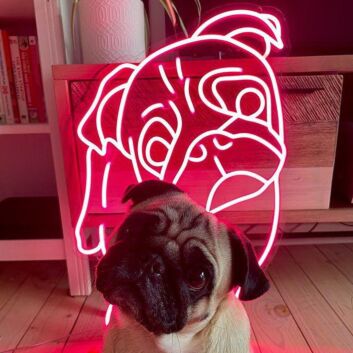 Mops Illustration LED-Neonschild Wohnzimmer