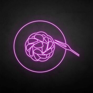 Teller mit Pasta und Gabel LED-Neonschild für Restaurant und Küche