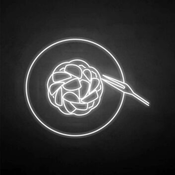 Teller mit Pasta und Gabel LED-Neonschild für Restaurant und Küche