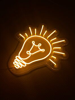 Glühbirne mit Strahlen LED-Neonschild Wohnzimmer Büro