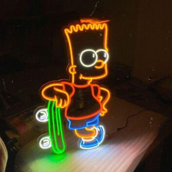 Comicfigur mit Skateboard LED-Neonschild Kinderzimmer