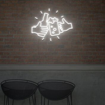 Flaschen- und Bierglas Motiv mit Händen LED-Neonschild für Bar Club