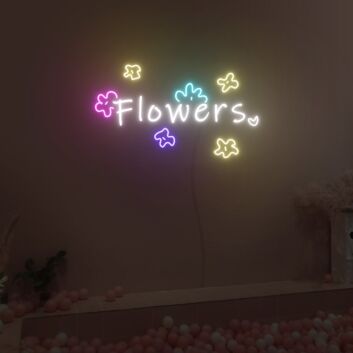 Flowers LED-Neonschild für Wohnzimmer und Blumengeschäft