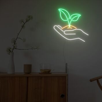 Hand mit Pflanze LED-Neonschild Wohnzimmer Büro