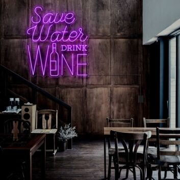 Save Water Drink Wine LED-Neonschild für Bar und Restaurant