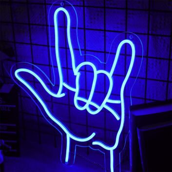 Handsymbol Rock and Roll LED-Neonschild für Bar Club
