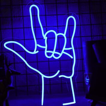 Handsymbol Rock and Roll LED-Neonschild für Bar Club