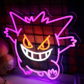 grinsendes Monster mit spitzen Ohren LED-Neonschild Gaming Zimmer