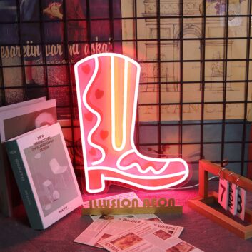 Cowboystiefel mit Herzmuster LED-Neonschild Bar Wohnzimmer