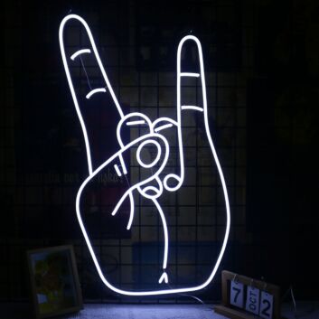 Hand mit Rockgeste LED-Neonschild für Bar Club