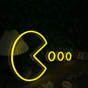 Videospielfigur Pac-Man LED-Neonschild für Gamingzimmer und Wohnzimmer