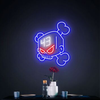 Würfel-Schädel mit gekreuzten Knochen LED Neonschild für Gamingzimmer und Bar