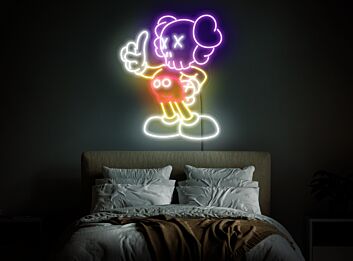 Buntes Skelett LED Neonschild im Cartoon Stil für Wand Dekoration