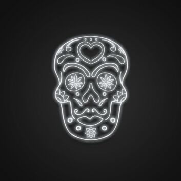 Bunter Totenkopf LED Neonschild im Sugar Skull Stil für Wanddekoration