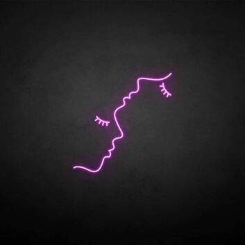 Küssende Gesichter Linie LED-Neonschild Wohnzimmer Schlafzimmer