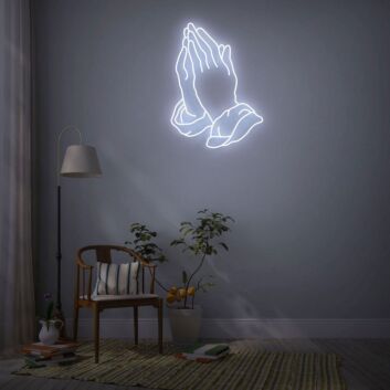 betende Hände LED-Neonschild für Wohnzimmer und Meditationsraum
