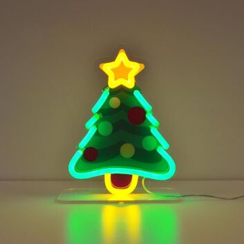 Weihnachtsbaum LED Neonschild mit Stern für festliche Wanddekoration