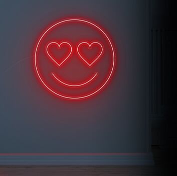 Smiley mit Herzaugen LED-Neonschild Wohnzimmer Bar