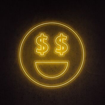 Smiley mit Dollarzeichen-Augen LED-Neonschild für Bar und Gaming