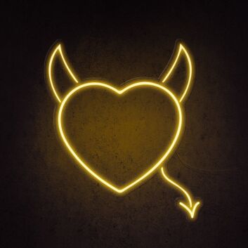 Herz mit Teufelshörnern und Schwanz LED-Neonschild für Bar Club