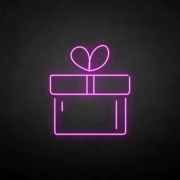 Geschenkbox mit Herz LED-Neonschild Wohnzimmer Party