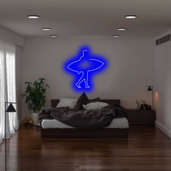 Surfer mit Surfbrett LED-Neonschild Wohnzimmer Bar