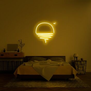 Sonnenuntergang mit Vogel LED-Neonschild Schlafzimmer Wohnzimmer
