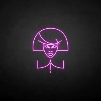 Gesicht mit geometrischer Frisur LED-Neonschild für Wohnzimmer und Studio