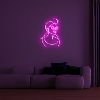 Frauenkopf mit Dutt LED-Neonschild Wohnzimmer Schlafzimmer