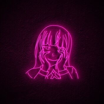 Anime Mädchen Gesicht mit Händen LED-Neonschild Gaming Zimmer