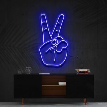 Hand mit Victory Zeichen LED-Neonschild Wohnzimmer Büro
