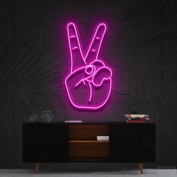 Hand mit Victory Zeichen LED-Neonschild Wohnzimmer Büro