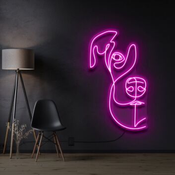 Abstraktes Gesichterlinienkunst LED-Neonschild Wohnzimmer Studio