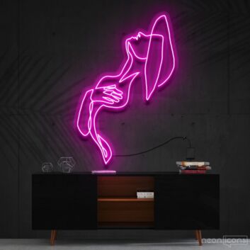 Frau mit Hut Silhouette LED-Neonschild Wohnzimmer Studio