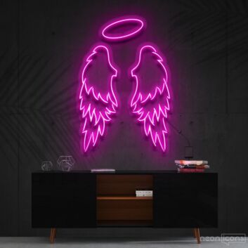 Engelsflügel mit Heiligenschein LED-Neonschild Wohnzimmer Schlafzimmer
