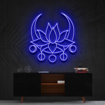 Lotusblume mit Mondsymbolen LED-Neonschild Wohnzimmer Yoga Studio