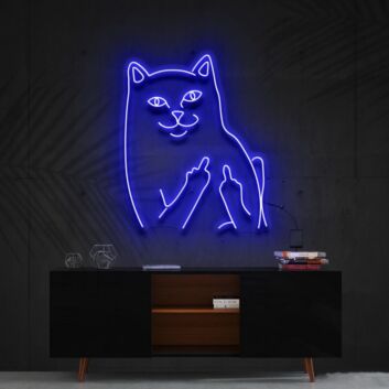 Katze mit erhobenen Mittelfingern LED-Neonschild Wohnzimmer Bar