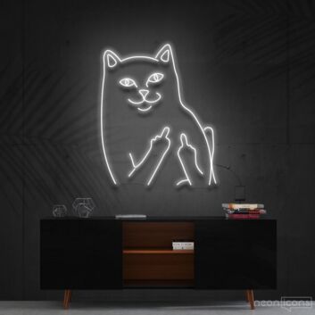 Katze mit erhobenen Mittelfingern LED-Neonschild Wohnzimmer Bar